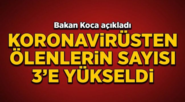 Türkiye'de koronavirüsten ölenlerin sayısı 3'e yükseldi