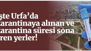 İşte Şanlıurfa’da karantinaya alınan ve karantina süresi sona eren yerler!