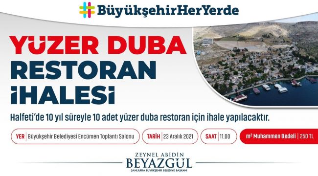 Halfeti’de 10 Adet Yüzer Duba Restoran İhale Edilecek