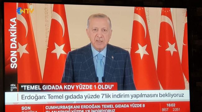 Cumhurbaşkanı Erdoğan açıkladı: Temel gıda ürünlerinde KDV'yi yüzde 1'e indiriyoruz