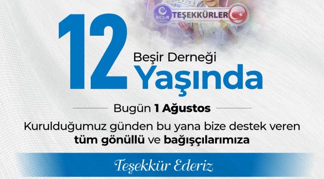 Beşir Derneği Kuruluşunun 12. Yılında Yapılan Yardımları Paylaştı