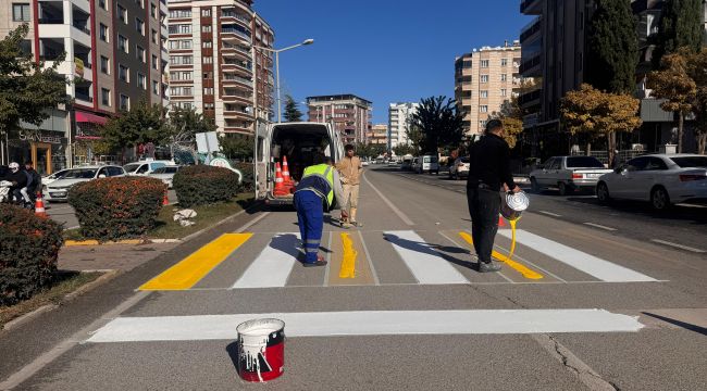 Şanlıurfa’da Trafik Güvenliği İçin Yaya Geçidi ve Kasis Boyama Çalışmaları Sürüyor