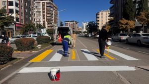 Şanlıurfa’da Trafik Güvenliği İçin Yaya Geçidi ve Kasis Boyama Çalışmaları Sürüyor