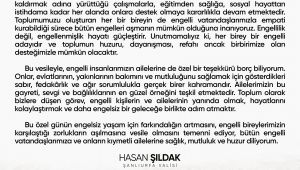 Vali Hasan Şıldak'ın 3 Aralık Dünya Engelliler Günü Mesajı