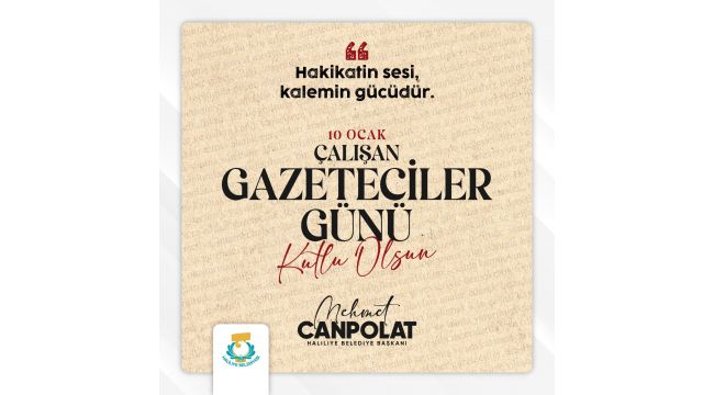 Başkan Canpolat'tan 10 Ocak Çalışan Gazeteciler Günü Mesajı