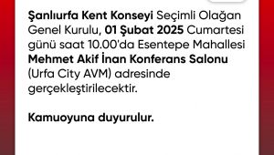 Şanlıurfa Kent Konseyi Seçimi 1 Şubat’ta Yapılacak