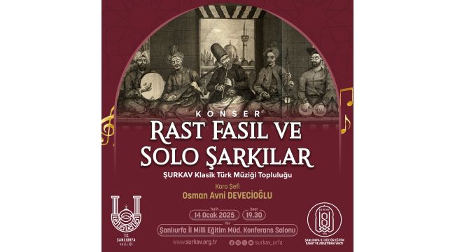 ŞURKAV Sanat Müziği Konseri Düzenliyor