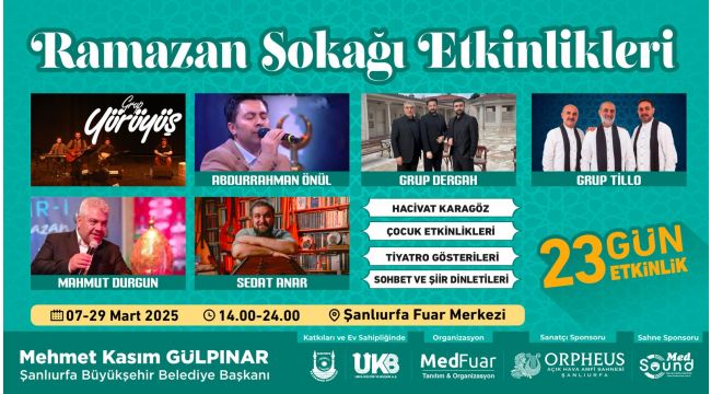 Şanlıurfa'da Ramazan Sokağı Etkinlikleri Bugün Başlıyor